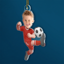 Gift For Kids,Gift For Grandkids,Photo Hobby Ornament,Custom Photo,Funny,Christmas - Custom Photo Kid Playing Football - Personalized Acrylic Photo Ornament