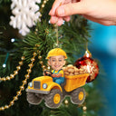 Gift For Kids,Gift For Grandkids,Photo Hobby Ornament,Custom Photo,Funny,Christmas - Custom Photo Kid Riding Construction - Personalized Acrylic Photo Ornament