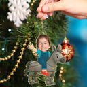 Gift For Kids,Gift For Grandkids,Photo Hobby Ornament,Custom Photo,Funny,Christmas - Custom Photo Kid Riding Donkey - Personalized Acrylic Photo Ornament