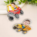 Adorable,Back To School,Custom Photo,Gift For Kids,Cut-Face Photo - Custom Photo Kid Riding Truck Car - Personalized Acrylic Magnet