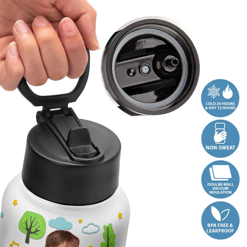 Gift For Kids,Gift For Grandkids,Back To School,Happy,Custom Photo - Custom Photo Kid Toy Car - Personalized Kids Water Bottle