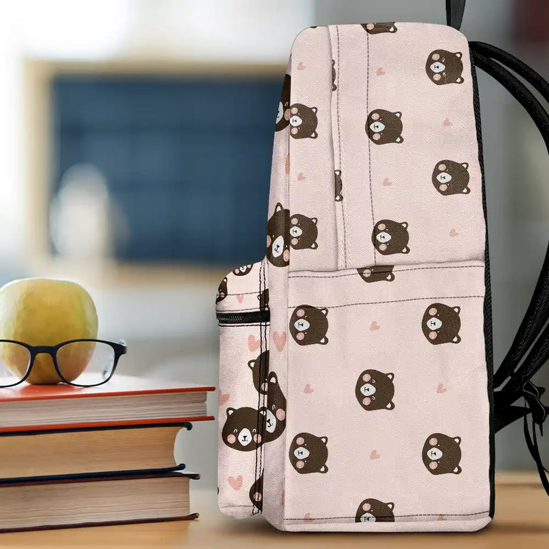 Gift For Kids, Back To School - Custom Photo Kid's Dinosaur Unicorn Bear Adventure - Personalized Canvas Backpack