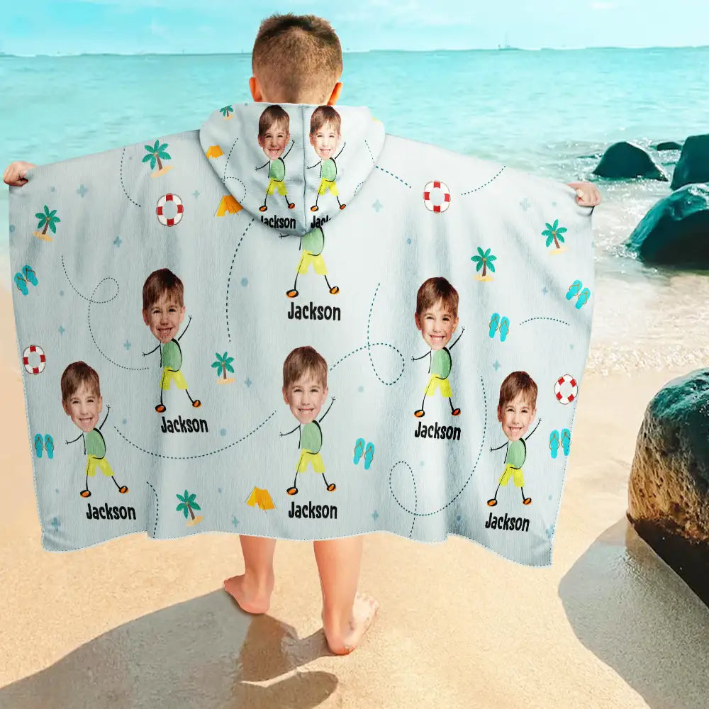 Gift For Kids,Summer,Happy - Custom Photo Kids Summer Playtime - Personalized Hooded Beach Towel