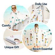 Gift For Kids,Summer,Happy - Custom Photo Kids Summer Playtime - Personalized Hooded Beach Towel