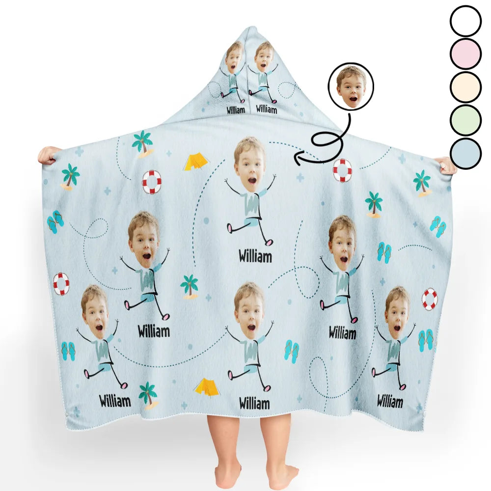 Gift For Kids,Summer,Happy - Custom Photo Kids Summer Playtime - Personalized Hooded Beach Towel