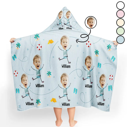 Custom Photo Kids Summer Playtime - Personalized Hooded Beach Towel