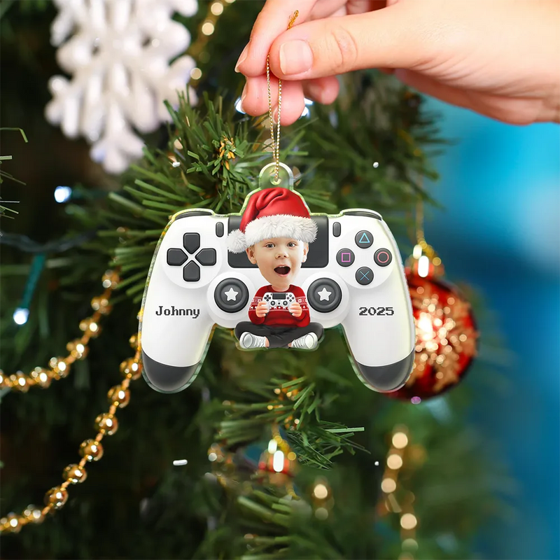 Gift For Grandkids, Gift For Kids, Happy, Christmas - Custom Photo Kids Teens Gamer - Personalized Custom Shaped Acrylic Ornament