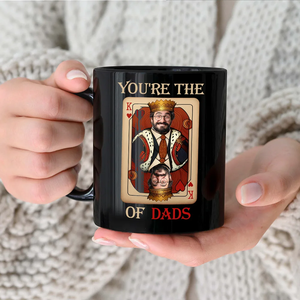 Gift For Men, Gift For Father, Funny, Custom Photo, Gift For Husband, Gift For Uncle - Custom Photo King Of Dads - Personalized Black Mug