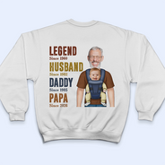 Gift For Husband,Parents,Gift For Men,Gift For Yourself,Gift For Father,New Dad,Gift For Grandpa,Gift For Grandparents,Non-Eng,Photo,Vector,Playful - Custom Photo Legend Husband Daddy With Baby - Personalized T Shirt