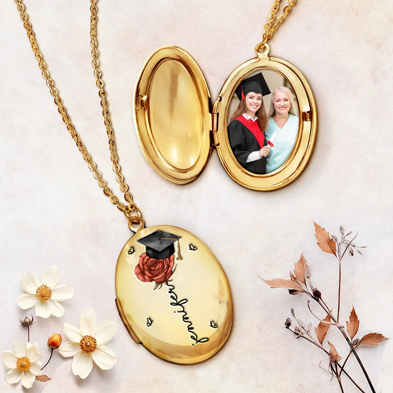 Graduation, Happy, Gift For Yourself, Gift For Women, Gift For Daughter, Gift For Sisters, Gift For Sibling, Gift For Bestie - Custom Photo Let Yourself Bloom - Personalized Locket Necklace