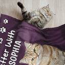 Pet Lovers,Pet Mom,Pet Dad - Custom Photo Life Is Better With Dog Cat - Personalized Pet Blanket