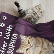 Pet Lovers,Pet Mom,Pet Dad - Custom Photo Life Is Better With Dog Cat - Personalized Pet Blanket