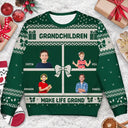 Christmas,Gift For Grandparents,Grandpa - Grandkids,Grandma - Grandkids - Custom Photo Life Is Grand With My Grandkids - Personalized Unisex Ugly Sweater