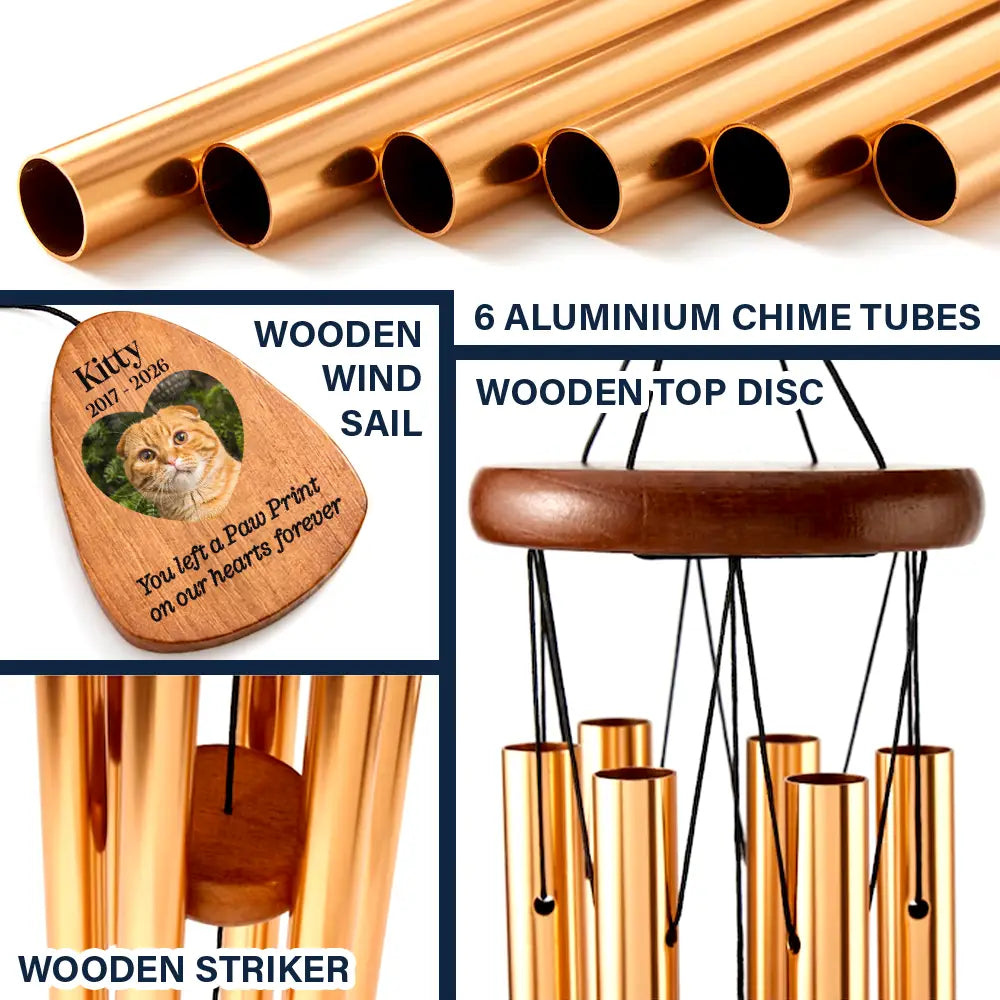 Sad,Memorial,Dog Lovers,Cat Lovers,Pet Lovers,Family - Custom Photo Listen To The Wind And Think Of Me Memorial - Personalized Wind Chime