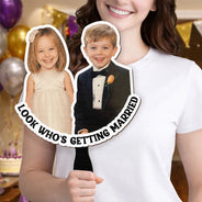 Humorous, Custom Photo, Gift For Couples, Wedding, Dynamic Photo - Custom Photo Look Who's Getting Married Couple - Personalized Handheld Fan