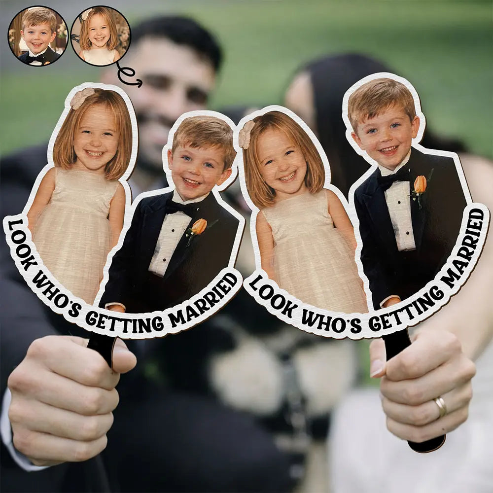 Humorous, Custom Photo, Gift For Couples, Wedding, Dynamic Photo - Custom Photo Look Who's Getting Married Couple - Personalized Handheld Fan