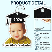 Parents,Gift For Grandparents,Gift For Mother,Gift For Father,Graduation,Custom Photo,Happy - Custom Photo Look Who's Graduated - Personalized Acrylic Car Hanger