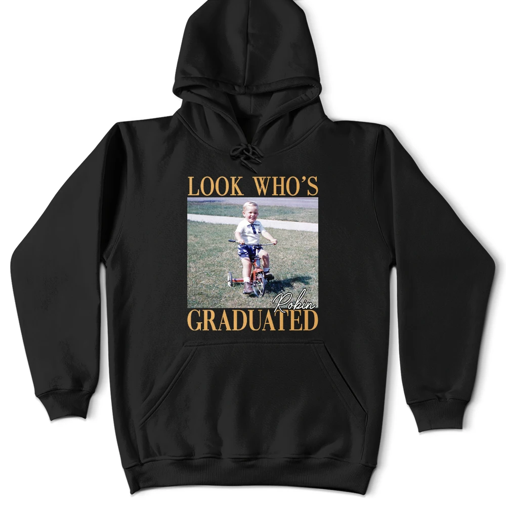 Custom Photo,Gift For Yourself,Family,Happy,Graduation,Photo - Custom Photo Look Who's Graduated Vintage Childhood Photo - Personalized T Shirt