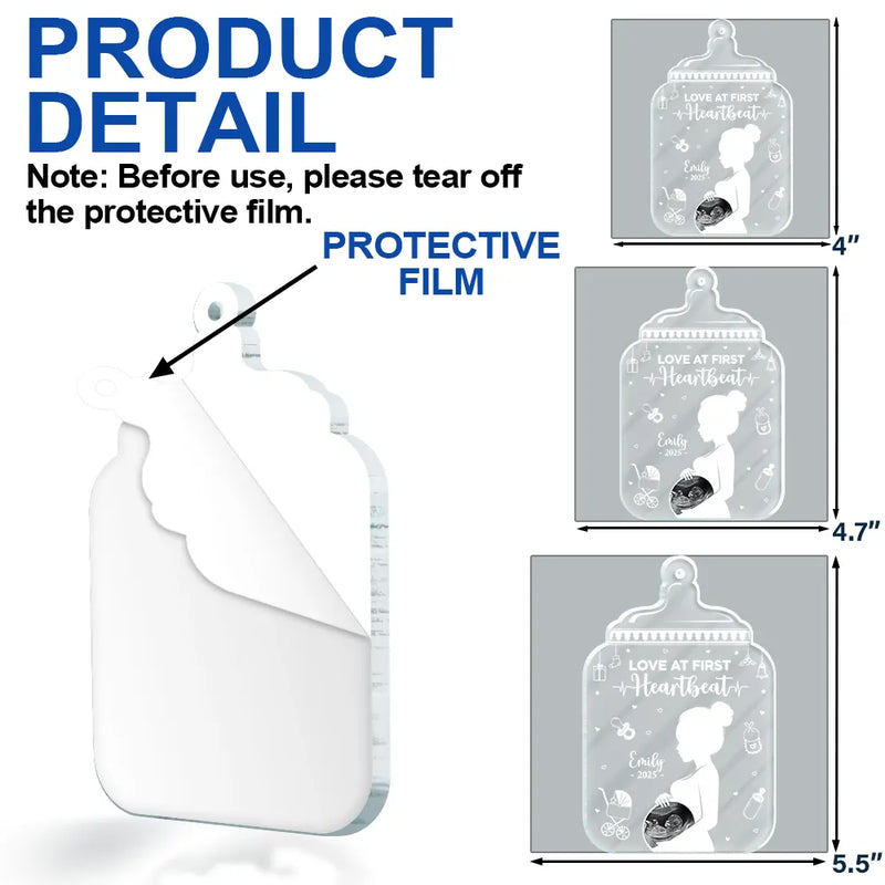 New baby,Family,New Mom,New Dad,Christmas,Gift For Women,Pregnant Mom - Custom Photo Love At First Sight - Personalized Custom Shaped Acrylic Ornament