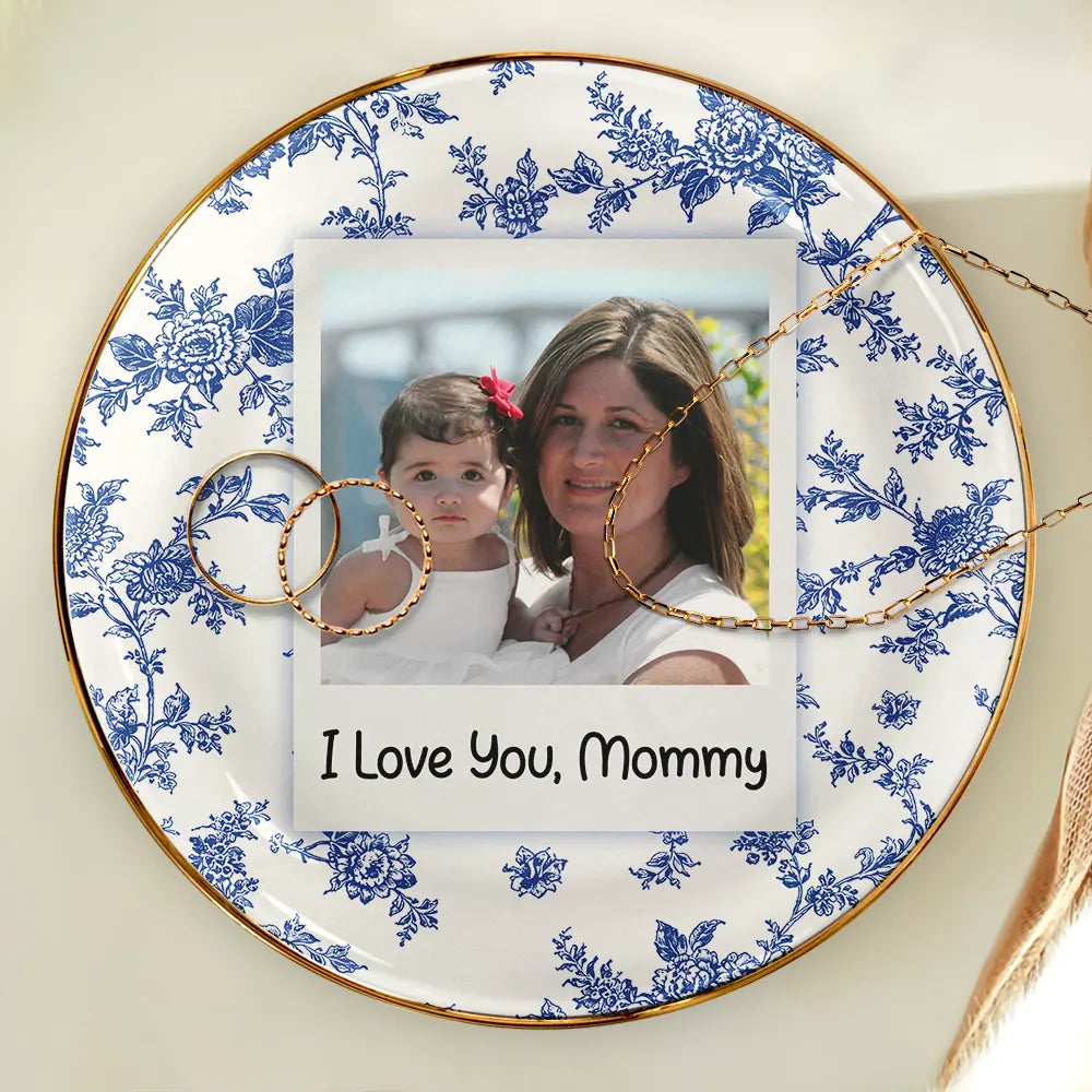 Custom Photo,Gift For Mother,Gift For Grandma,Happy - Custom Photo Love You Mom Nana Polaroid - Personalized Ring Dish