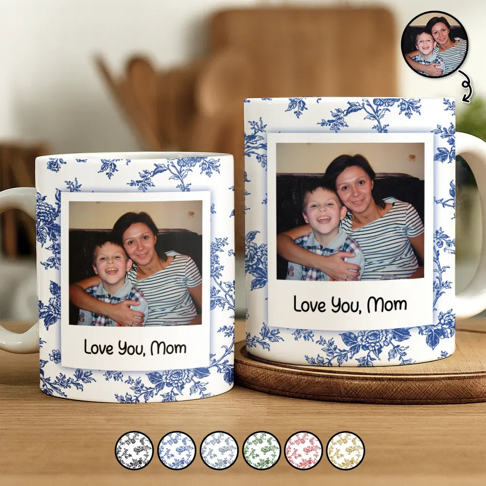 Custom Photo Love You Mom Nana Polaroid - Personalized White Edge-to-Edge Mug