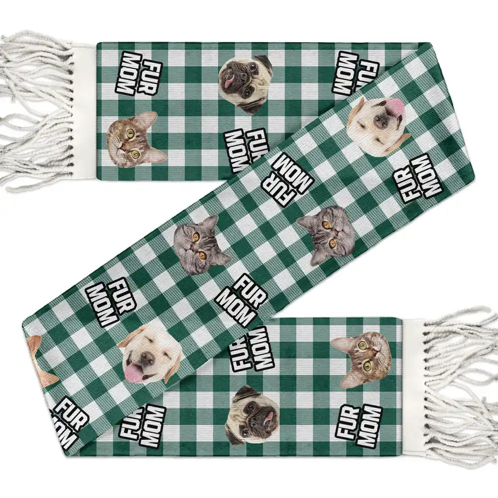 Pet Lovers,Pet Mom,Pet Dad,Pet Couple,Dog Lovers,Dog Mom,Dog Dad,Dog Couple,Cat Lovers,Cat Mom,Cat Dad,Cat Couple,Happy,Christmas - Custom Photo Lovely Pet Face - Personalized Wool Scarf With Tassel