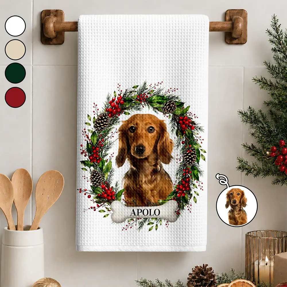 Christmas, Custom Photo, Cozy, Pet Lovers, Remove BG Photo - Custom Photo Lovely Pet Face Dog Cat - Personalized Kitchen Towel