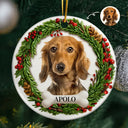 Dog Lovers,Cat Lovers,Pet Lovers,Love,Christmas - Custom Photo Lovely Pet Face Dog Cat 3D Effect - Personalized Circle Ceramic Ornament