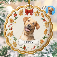 Happy,Christmas,Pet Lovers,Custom Photo - Custom Photo Lovely Pet Face Gingerbread - Personalized Custom Shaped Acrylic Ornament
