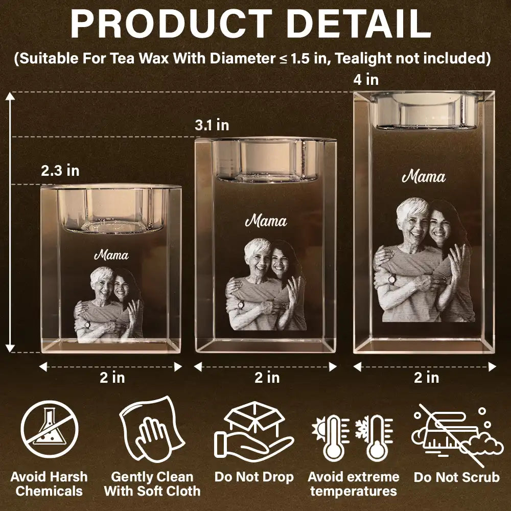 Family - Custom Photo Loving Family Siblings Besties - Personalized Crystal Candle Holder