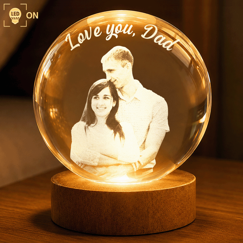 Family - Custom Photo Loving Family Siblings Besties - Personalized Crystal Globe Lamp