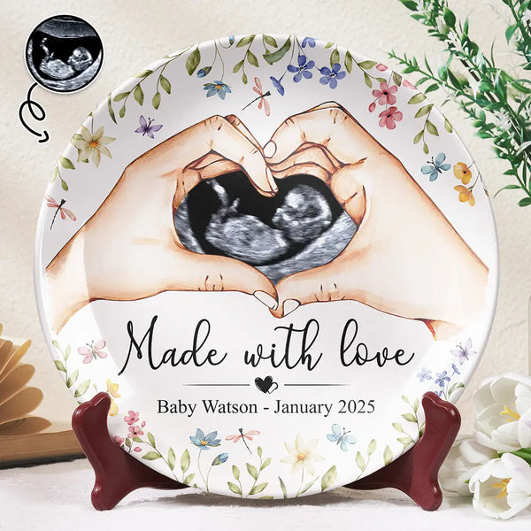 New baby,Love - Custom Photo Made With Love - Personalized Ceramic Plate