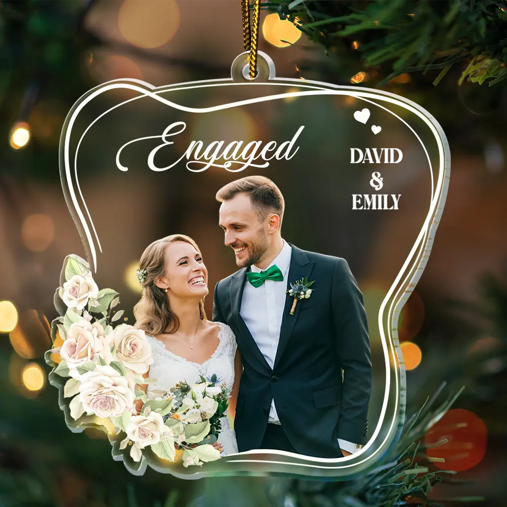 Gift For Couples,Gift For Wife,Gift For Husband,Gift For Women,Gift For Men,Christmas,Love,Custom Photo - Custom Photo Married Engaged Couple - Personalized Custom Shaped Acrylic Ornament