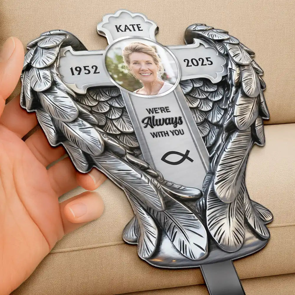 Family,Christian,Memorial,Parents,Gift For Grandparents - Custom Photo May God BLess You And Keep You - Personalized Metal Garden Stake