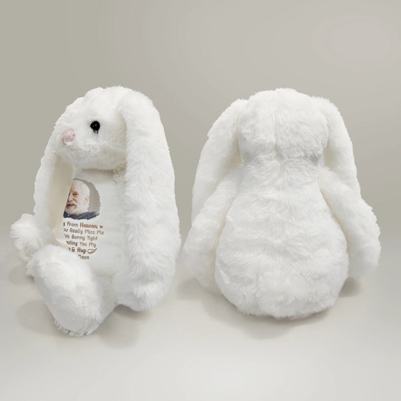 Sad,Memorial,Gift For Grandparents,Gift For Sibling,Family,Parents - Custom Photo Memorial A Hug From Heaven - Personalized Soft Toy Bunny