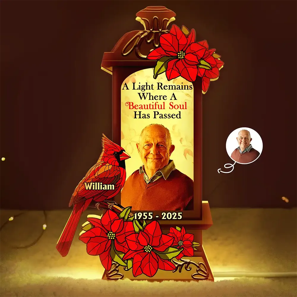 Memorial,Custom Photo,Family,Parents,Gift For Grandparents - Custom Photo Memorial A Light Remains - Personalized Custom Shaped Light Box