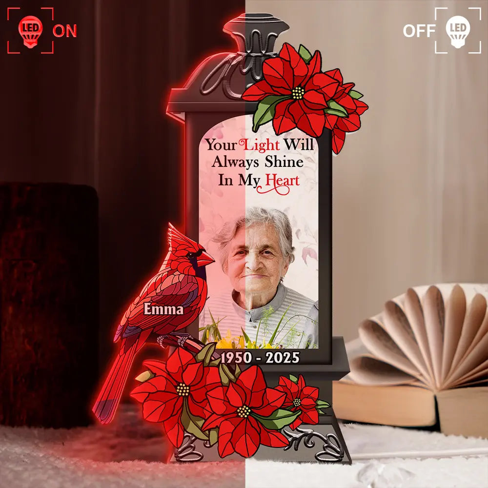 Memorial,Custom Photo,Family,Parents,Gift For Grandparents - Custom Photo Memorial A Light Remains - Personalized Custom Shaped Light Box