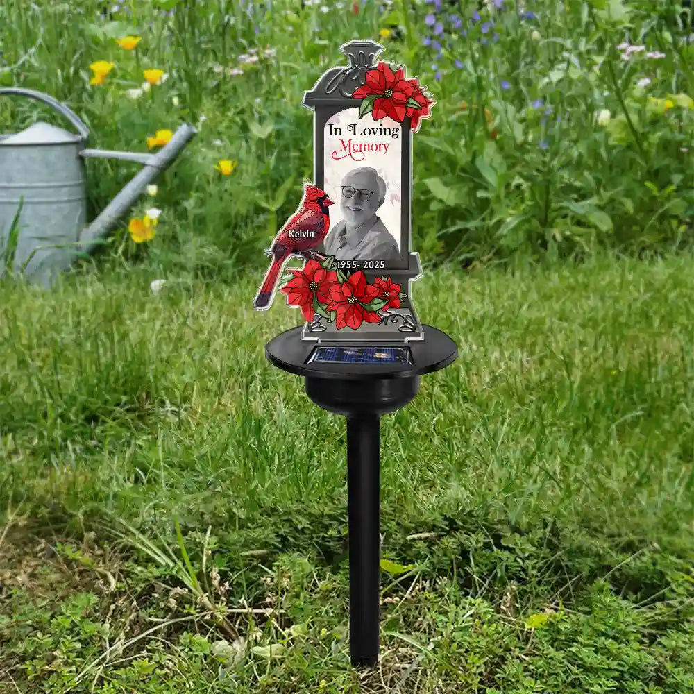 Memorial,Family,Parents,Gift For Grandparents - Custom Photo Memorial A Light Remains - Personalized Solar Light