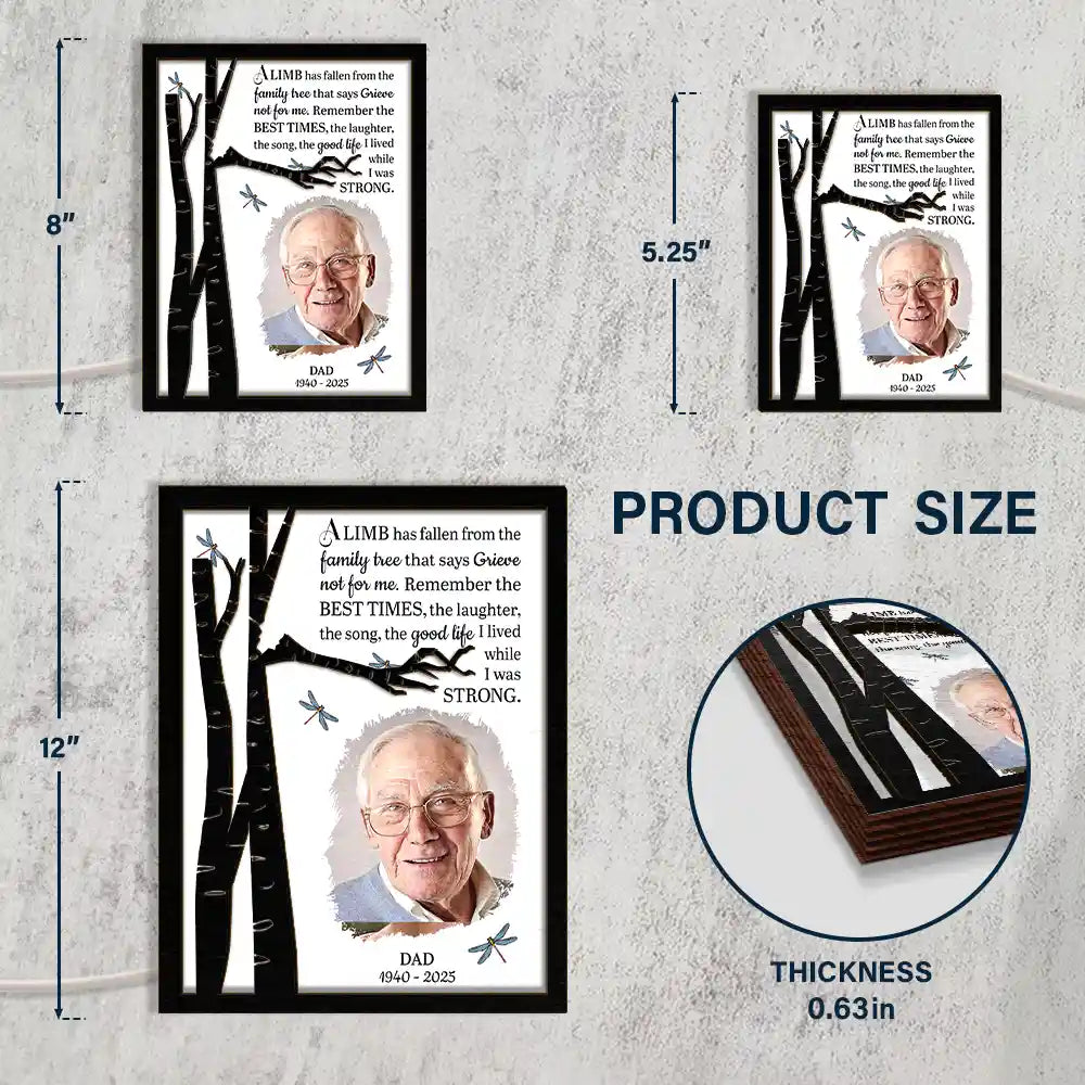 Gift For Yourself, Gift For Mother, Gift For Father, Gift For Daughter, Gift For Son, Gift For Sibling, Gift For Sisters, Gift For Brothers, Gift For Bestie, Memorial, Sad - Custom Photo Memorial A Limb Has Fallen - Personalized LED Light Wooden Plaque