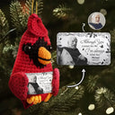 Family,Memorial,Sad,Christmas - Custom Photo Memorial Although You Cannot See Me - Personalized Crochet Cardinal Bird Hanging Decoration