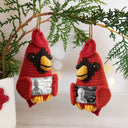 Family,Memorial,Sad,Christmas - Custom Photo Memorial Although You Cannot See Me - Personalized Crochet Cardinal Bird Hanging Decoration