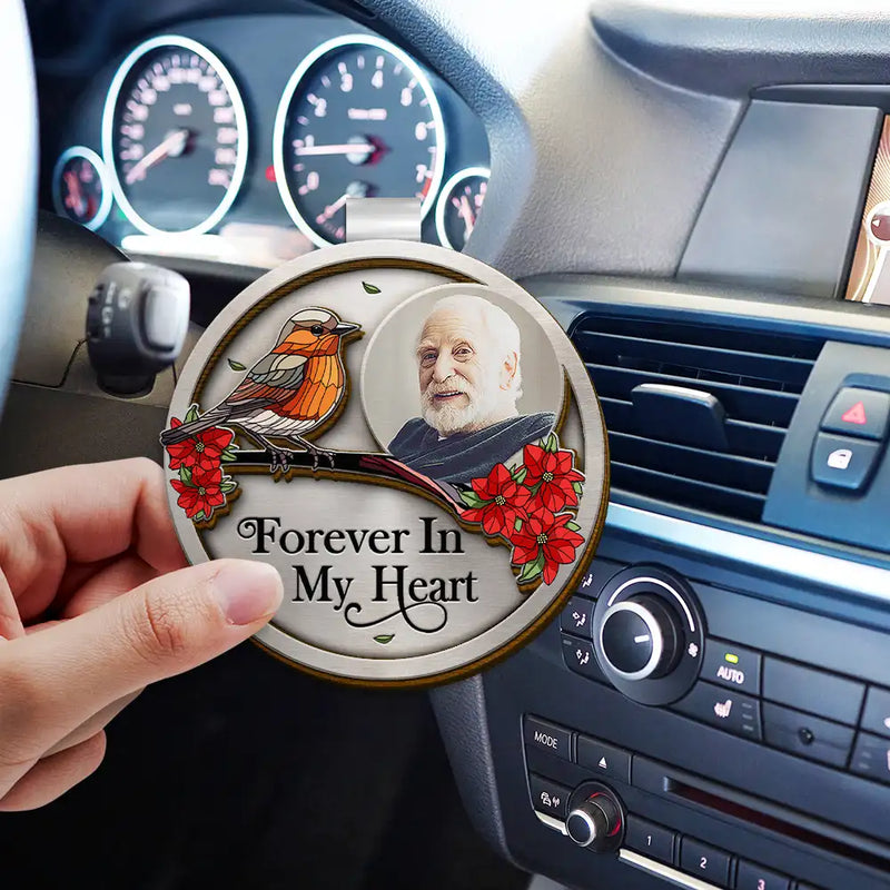 Memorial,Family,Gift For Grandparents,Parents,Sad - Custom Photo Memorial Although You Cannot See Me I'm Always With You - Personalized Custom Shaped Car Visor Clip