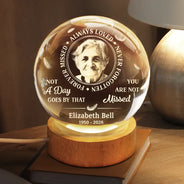 Sad, Memorial, Custom Photo - Custom Photo Memorial Always Loved Never Forgotten - Personalized Crystal Globe Lamp