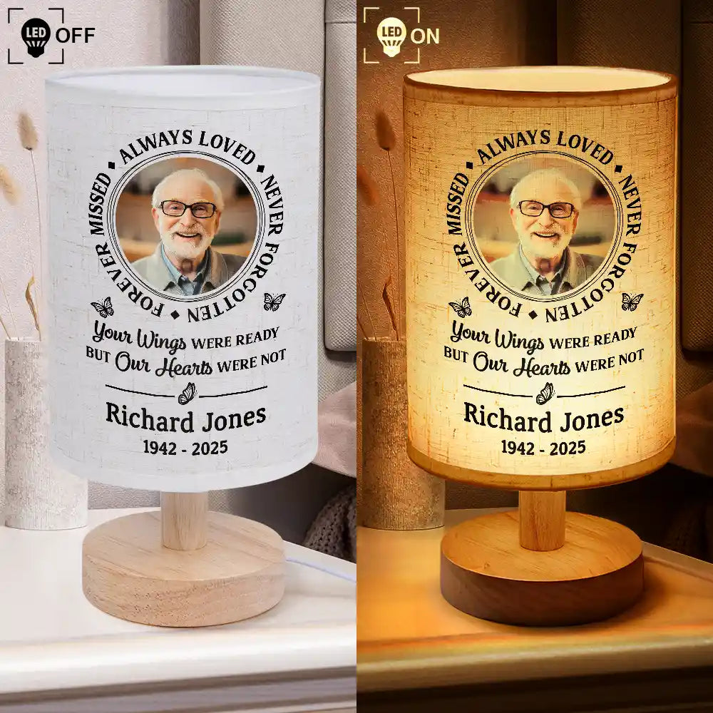 Memorial,Gift For Grandparents,Parents,Gift For Sibling,Family - Custom Photo Memorial Always Loved Never Forgotten - Personalized Fabric Lamp