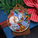 Sad, Memorial, Family, Parents, Gift For Grandparents, Gift For Sibling - Custom Photo Memorial Bird Family Dad Mom - Personalized Circle Glass Ornament