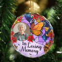 Sad, Memorial, Family, Parents, Gift For Grandparents, Christmas - Custom Photo Memorial Bird Family I'm Always With You - Personalized Circle Glass Ornament