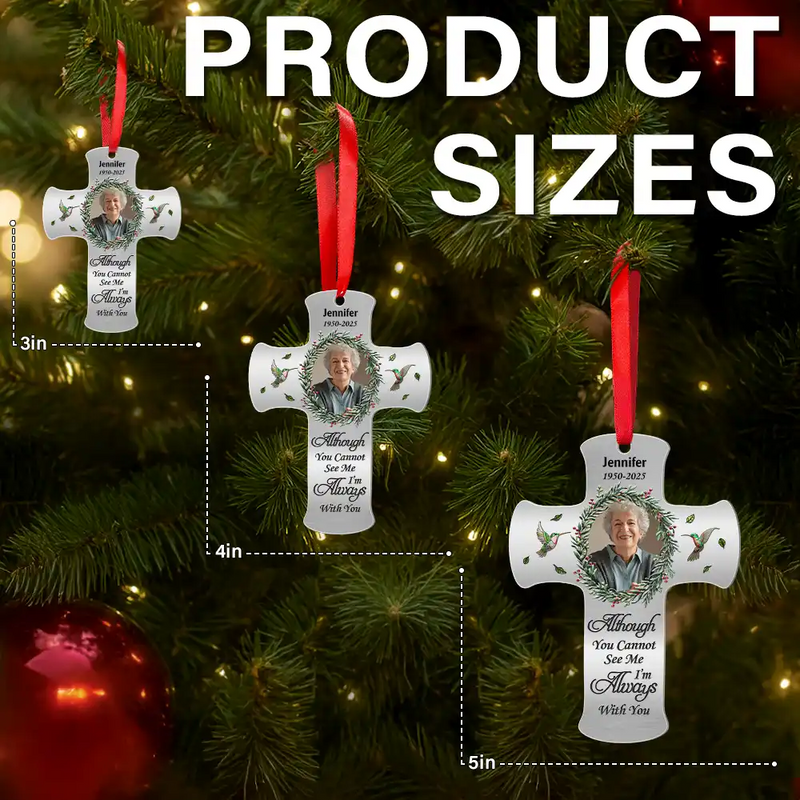 Family,Memorial,Parents,Gift For Grandparents,Custom Photo,Christmas,Sad - Custom Photo Memorial Christmas I'm Always With You - Personalized Metal Ornament