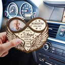 Memorial - Custom Photo Memorial Dad Mom I Have An Angel Watching Over Me - Personalized Custom Shaped Car Visor Clip
