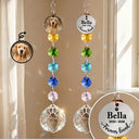 Christmas,Custom Photo,Sympathetic,Pet Lovers,Memorial,Upload Full Photo - Custom Photo Memorial Dog Cat Pet Forever Loved - Personalized Crystal Suncatcher With Charm