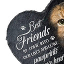 Sad,Memorial,Dog Lovers,Pet Lovers - Custom Photo Memorial Dog Cat You Left A Paw Print - Personalized Heart Memorial Garden Stone
